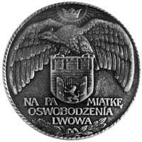 medal wybity w Wiedniu na pamiątkę oswobodzenia Lwowa spod okupacji rosyjskiej, Aw: Orzeł trzymają..