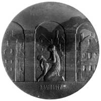 medal na pamiątkę obrony Stanisławowa autorstwa St. Popławskiego 1917, Aw: Scena bitewna i napis U..