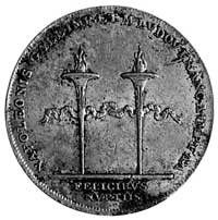 medal na zaślubiny Napoleona I z Marią Ludwiką 1810, Aw: Dwa płonące znicze połączone wstęgą i nap..