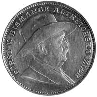 medal kanclerza Bismarcka w 80 rocznicę urodzin 1895, Aw: Popiersie w kapeluszu w prawo i napis FÜ..
