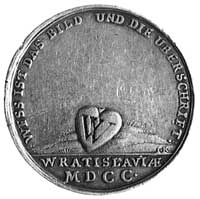 medal wrocławski 1700, Aw: Serce z wklęsłą liter