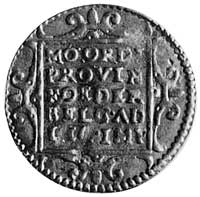 dukat 1617/18 (przebitka daty), Geldria, Aw: Rycerz i napis, Rw: Napis w kwadracie, Fr.237, Del.- ..