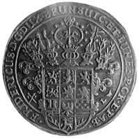 talar 1643, Clausthal, Aw: Tarcza herbowa i napis, Rw: Napis, (talar wybity z okazji śmierci siost..