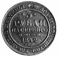 3 ruble 1842, Petersburg, Aw: j.w., Rw: j.w., Fr.143 platyna