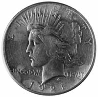 dolar 1921, Filadelfia, Aw: Głowa Wolności, Rw: Orzeł i napis - rzadki rocznik