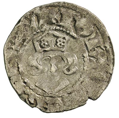 Johann I von Vyffhusen 1346-1373, örtug, Aw: Głowa biskupa w mitrze, Rw: Herb biskupstwa- skrzyżowane klucz i miecz, nad nimi lilia, 1.31 g, Fedorow 2, Neumann 365