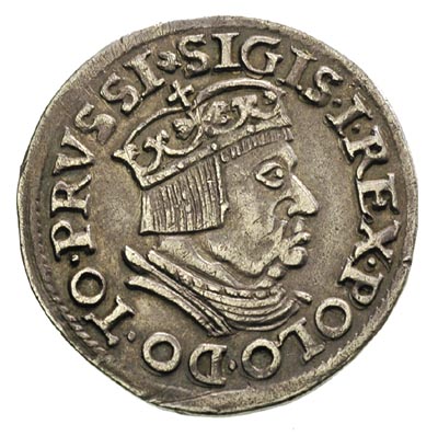 trojak 1537, Gdańsk, na awersie końcówka napisu PRVSSI, Iger G.37.1.d, patyna