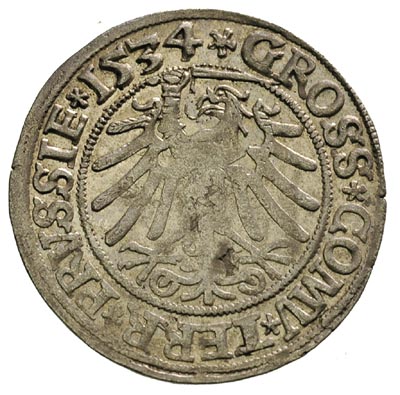 grosz 1534, Toruń, odmiana popiersia - na głowie króla korona i czepiec