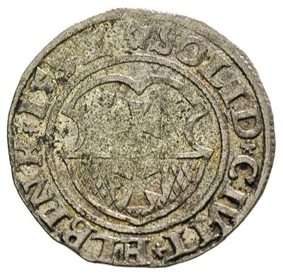szeląg 1532, Elbląg, odmiana z napisem PRVSS na awersie, patyna