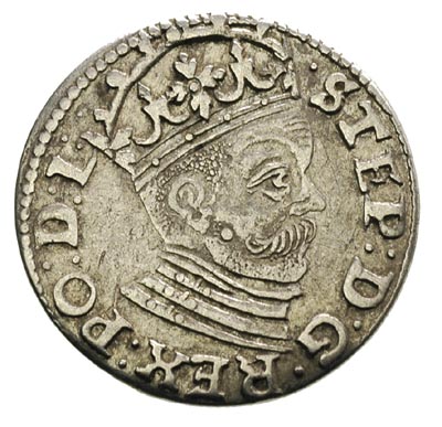 trojak 1585, Ryga, małe popiersie króla, Iger R.