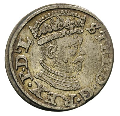 trojak 1586, Ryga, odmiana z małą głową króla, Iger R.86.2.a, Gerbaszewski 17