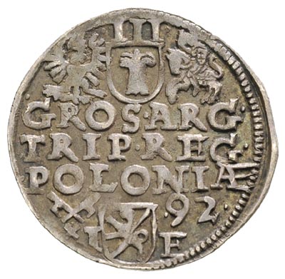 trojak 1592, Poznań, Iger P.92.1.a, ciemna patyn