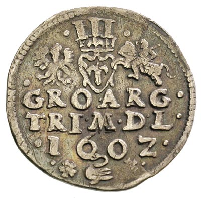 trojak 1602, Wilno, Iger V.02.3 R7, Ivanauskas 1092:221, T.60, pęknięty krążek, bardzo rzadka moneta