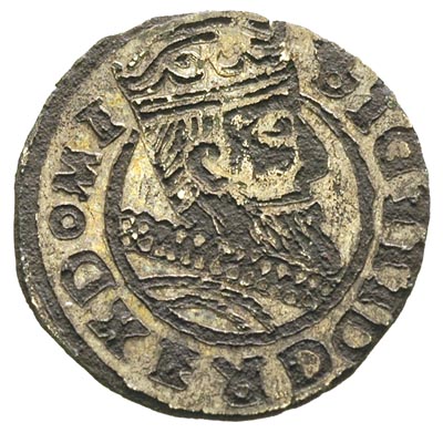 fałszerstwo z epoki grosza koronnego z datą 1608, srebro niskiej próby 1.31 g, ładny egzemplarz, patyna