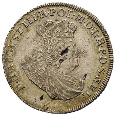 złotówka (30 groszy) 1763, Gdańsk, mała wada blachy, ale moneta z ładnym połyskiem menniczym, delikatna patyna