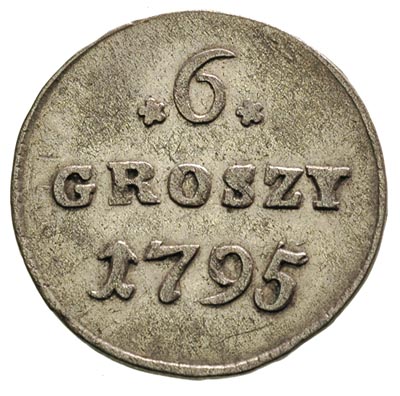 6 groszy 1795, Warszawa, cyfry daty ściśnięte, Plage 213, patyna