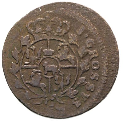 grosz koronny z roku 176.., Kraków, na obu stronach odbite rewersy (tarcze herbowe), duża ciekawostka