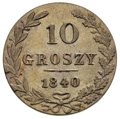 10 groszy 1840, Warszawa, Plage 106, Bitkin 1182, bardzo ładne, delikatna patyna