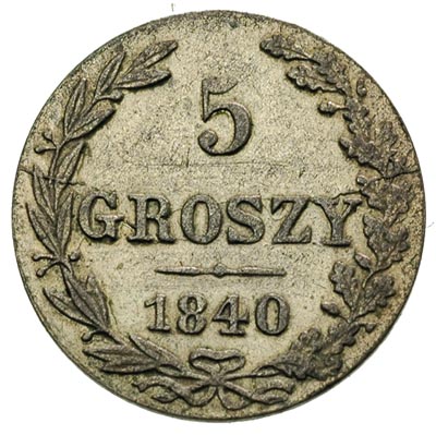 5 groszy 1840, Warszawa, Plage 141, Bitkin 1193, ładne, delikatna patyna