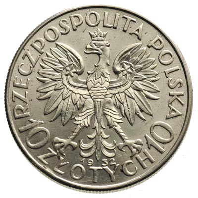 10 złotych 1932, Anglia, Głowa kobiety, Parchimowicz 120.b