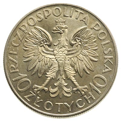 10 złotych 1933, Warszawa, Romuald Traugutt, Parchimowicz 122, drobne rysy, ale ładne