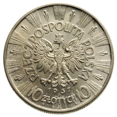 10 złotych 1937, Warszawa, Józef Piłsudski, Parchimowicz 124.d