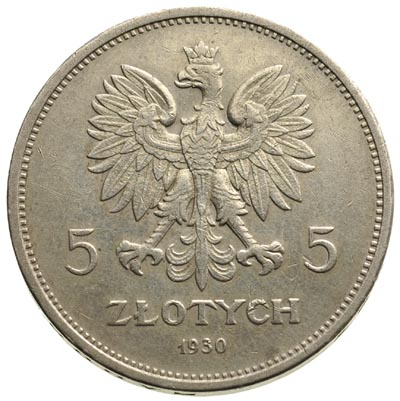 5 złotych 1930, Warszawa, Nike, Parchimowicz 114.c, rzadkie