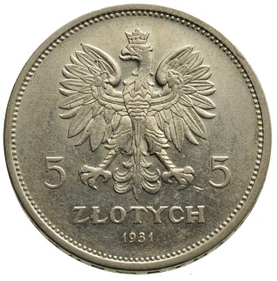 5 złotych 1931, Warszawa, Nike, Parchimowicz 114.d, rzadkie