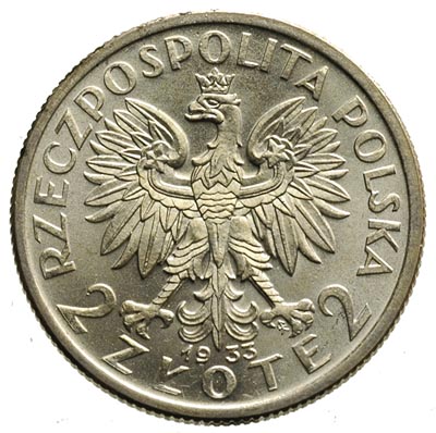 2 złote 1933, Warszawa, Głowa kobiety, Parchimowicz 110.b, piękne