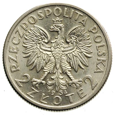 2 złote 1934, Warszawa, Głowa kobiety, Parchimowicz 110.c