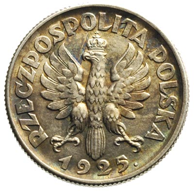 1 złoty 1925, Londyn, Parchimowicz 107.b, ładna ciemna patyna