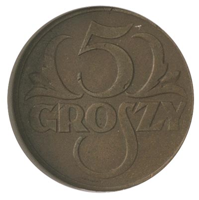 5 groszy 1934, Warszawa, Parchimowicz 103.f, rzadka moneta w pudełku NGC z certyfikatem AU 55 BN