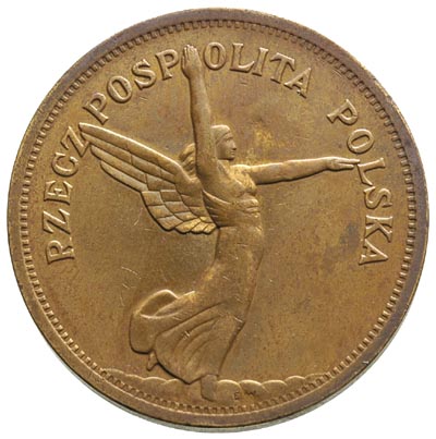 5 złotych 1928, Bruksela, Nike, brąz 15.49 g, Pa