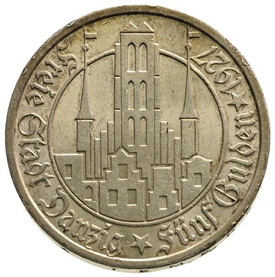 5 guldenów 1927, Berlin, Kościół Marii Panny, Parchimowicz 65.b, drobne ryski w tle, delikatna patyna