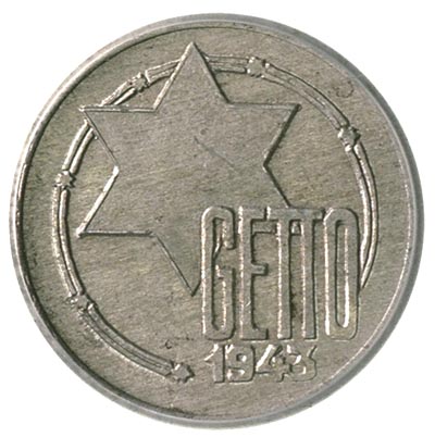 5 marek 1943, Łódź, aluminium, Parchimowicz 14.a, moneta w pudełku ICG z certyfikatem AU 58, ładne