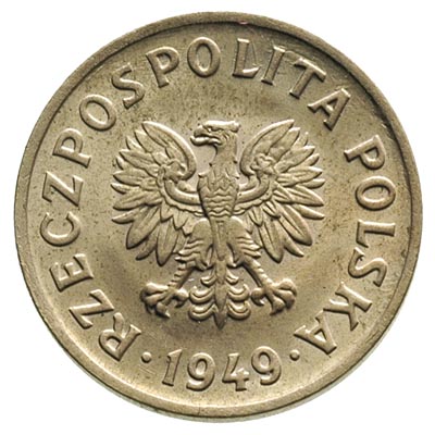 20 groszy 1949, Warszawa, miedzionikiel 3.02 g, wklęsły napis PRÓBA, Parchimowicz -