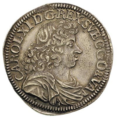 2/3 talara (gulden) 1681, Szczecin, Ahlström 92.a, Dav. 764, minimalny ślad po zawieszce, ale ładnie zachowane, ciemna patyna