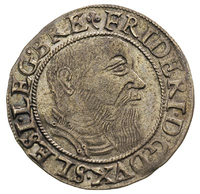 grosz 1545, Legnica, F.u.S. 1370, piękny, ciemna patyna