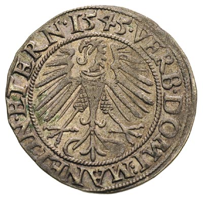 grosz 1545, Legnica, F.u.S. 1370, piękny, ciemna patyna