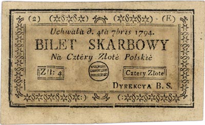 4 złote polskie 4.09.1794, seria 2-E, Miłczak A1