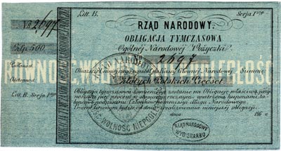 obligacja tymczasowa na 500 złotych 186. , Lucow 211 (R3), Moczydłowski S5, pięknie zachowana