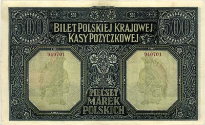 500 marek polskich 15.01.1919, Miłczak 17, Lucow 312 (R5), bardzo ładnie zachowane jak na ten typ banknotu, bardzo rzadkie