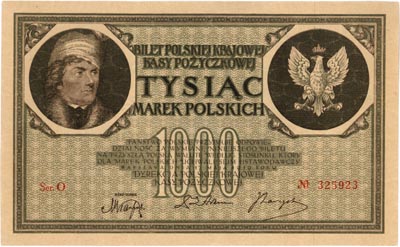 1.000 marek polskich 17.05.1919, seria O, Miłczak 22b, Lucow 345 (R4), rzadkie w pięknym stanie zachowania