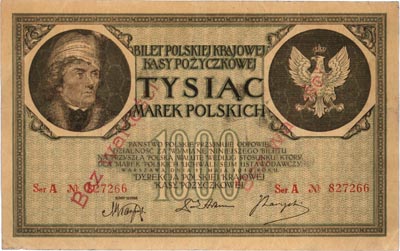 1.000 marek polskich 17.05.1919, ze stemplami \B