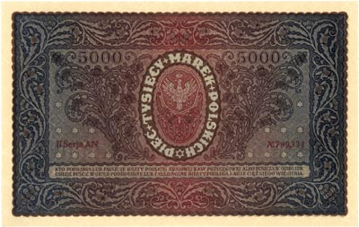 5.000 marek polskich 7.02.1920, II Serja AN, Miłczak 31b, Lucow 417 (R2), piękne