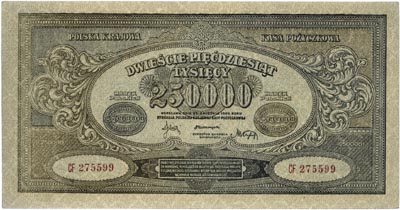 250.000 marek polskich 25.04.1923, seria CF, Miłczak 34d, Lucow 430 (R4)