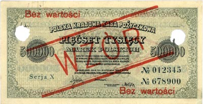 500.000 marek polskich 30.08.1923, WZÓR dwukrotn