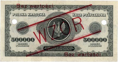 500.000 marek polskich 30.08.1923, WZÓR dwukrotnie perforowany, seria G 1234567, G 8901234, Miłczak 36i, Lucow 436 (R5), rzadkie