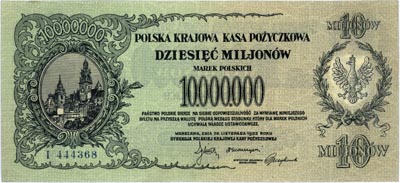 10.000.000 marek polskich 20.11.1923, seria I, Miłczak 39a, Lucow 458 (R5), ale nie notuje tej serii, pięknie zachowane