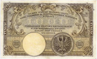 1.000 złotych 28.02.1919, Miłczak 55a, Lucow 593 (R5), rzadkie